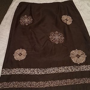brown skirt with embroidered design
